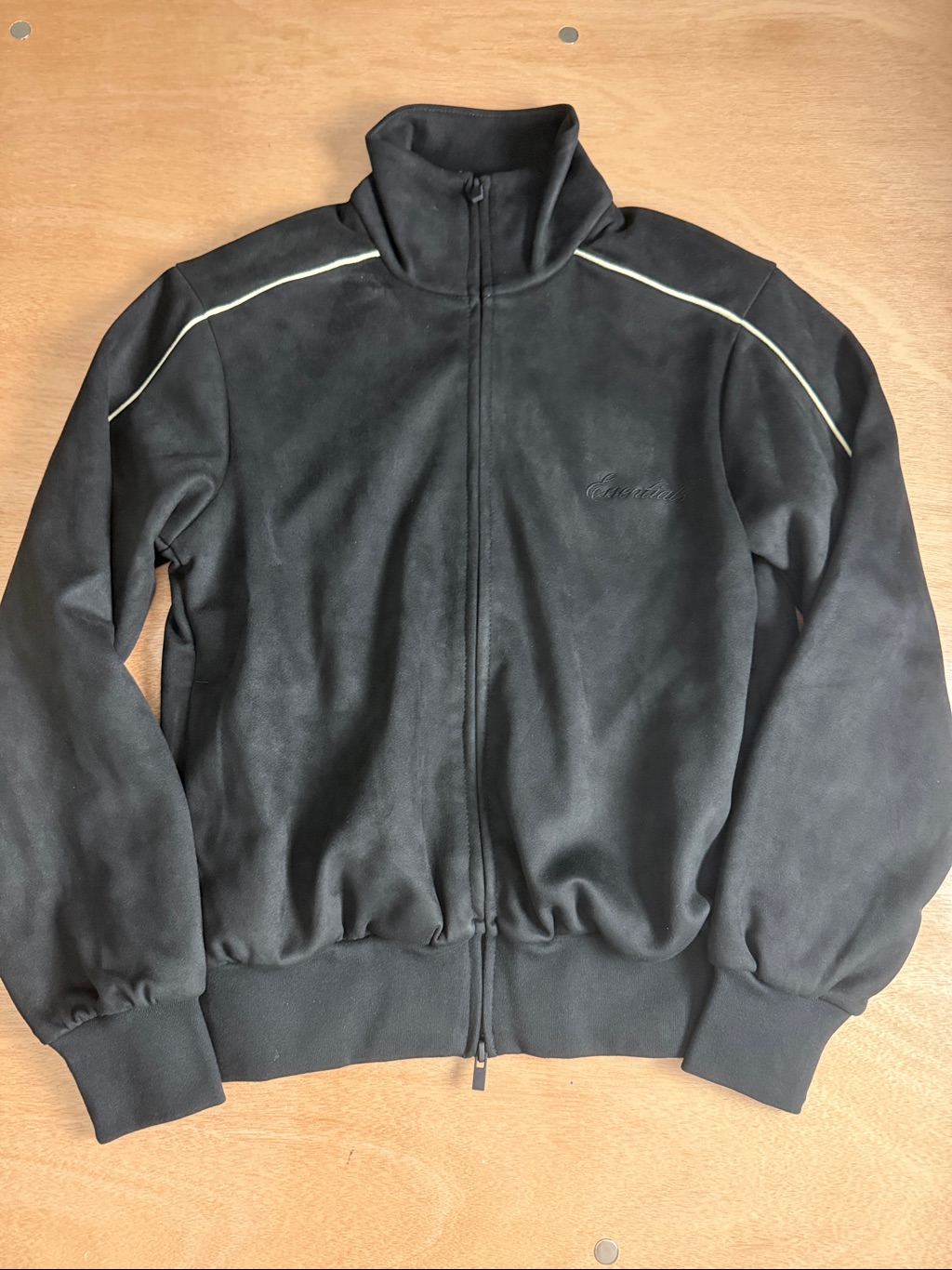 Essentials Black Signature Vintage Fit Track Jacket- New With Tags